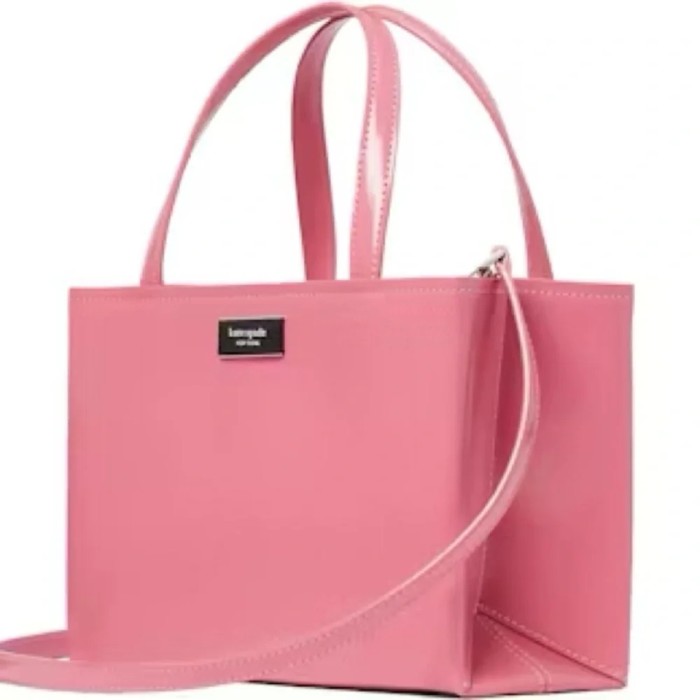 Kate Spade Sam Icon Small Tote Spazzolato Leather Feather Pink - Picture 1 of 8